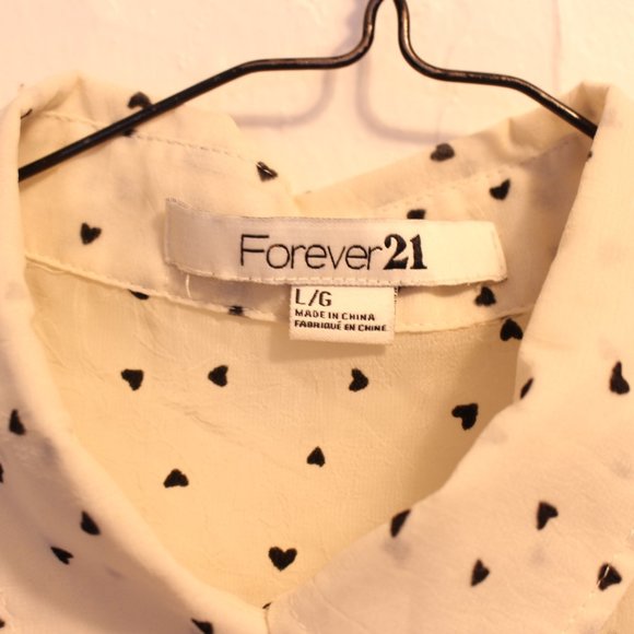 Sheer heart print button down - Picture 2 of 4